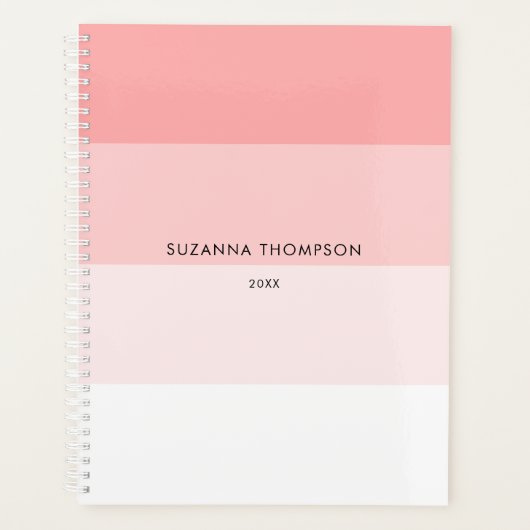 Moderne horizontale strepe pasta Blush roze Planner (Voorkant)