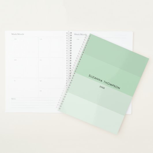 Moderne horizontale strepe pasta Sage Green Planner