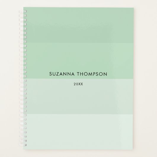 Moderne horizontale strepe pasta Sage Green Planner (Voorkant)