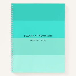 Moderne horizontale strepe Turquoise Blauwgroen kl Notitieboek