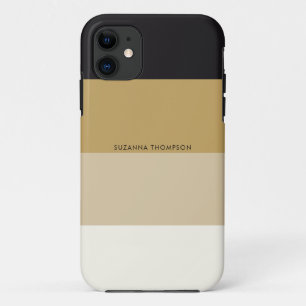 Moderne horizontale strepe zwarte en goudkleurento Case-Mate iPhone case