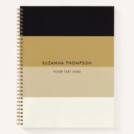 Moderne horizontale strepe zwarte en goudkleurento notitieboek