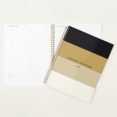 Moderne horizontale strepe zwarte en goudkleurento planner (Display)