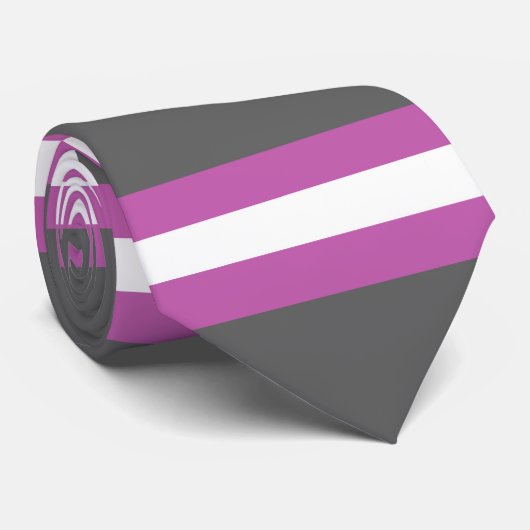 Moderne horizontale strepen roze grijs stropdas (Opgerold)