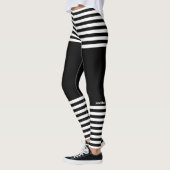Moderne horizontale strepes, aangepaste naamruimte leggings (Links)