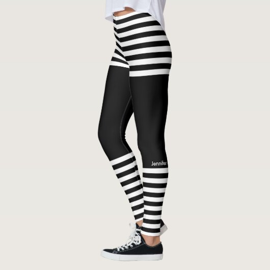 Moderne horizontale strepes, aangepaste naamruimte leggings (Links)