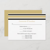 Moderne, horizontale strepes met goud en zwart RSV RSVP Kaartje (Voorkant / Achterkant)