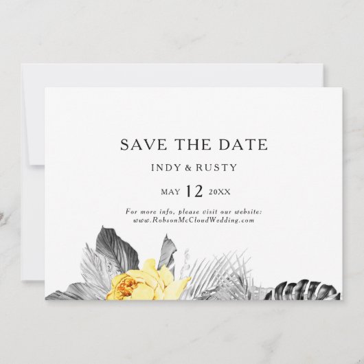 Moderne horizontale tropische opslag Datum Save The Date (Voorkant)