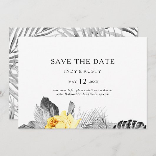 Moderne horizontale tropische opslag Datum Save The Date (Voorkant / Achterkant)