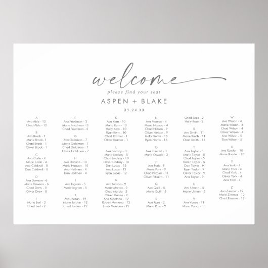 Moderne, horizontale, zilverige zitplaats poster (Voorkant)