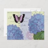 Moderne  hortensia en vlinder briefkaart (Voorkant / Achterkant)