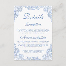 Moderne Hortensia Stofblauwe Bloemdetails Informatiekaartje