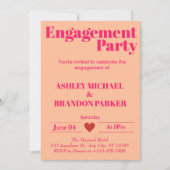Moderne Hot Pink Bold Typografie Verlovingsfeest Kaart (Voorkant)