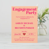 Moderne Hot Pink Bold Typografie Verlovingsfeest Kaart (Staand voorkant)
