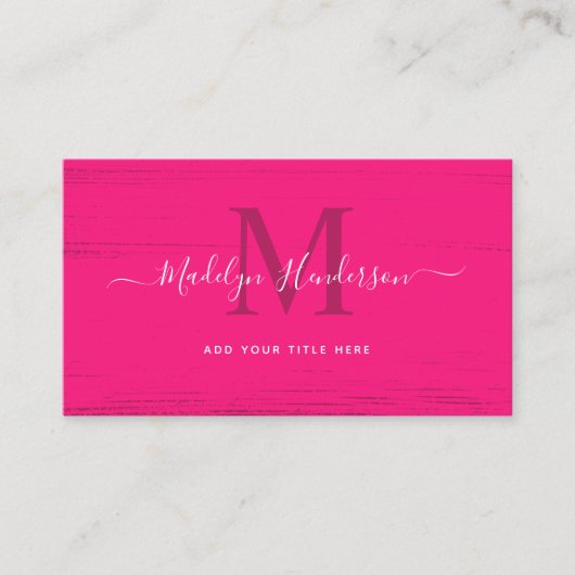 Moderne Hot Pink Brush Strokes QR-code Visitekaartje (Voorkant)