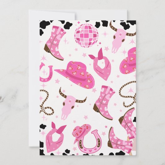 Moderne Hot Pink Disco Twins Cowgirls 1e verjaarda Kaart (Achterkant)