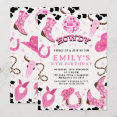 Moderne Hot Pink Disco Twins Cowgirls Verjaardag Kaart (Voorkant / Achterkant)