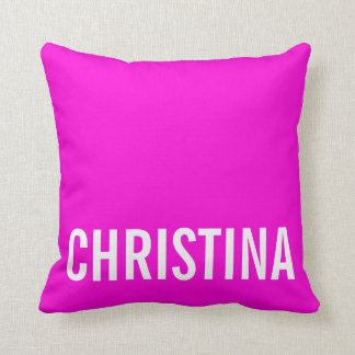 Moderne Hot Pink Gepersonaliseerde Naam Kussen
