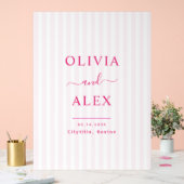 Moderne Hot Pink Gepersonaliseerde Welkom Huwelijk Acryl Bord (Huwelijk)