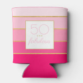 Moderne Hot Pink & Gold 50 en geweldige verjaardag Blikjeskoeler (Achterkant)