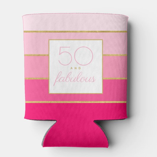 Moderne Hot Pink & Gold 50 en geweldige verjaardag Blikjeskoeler (Achterkant)