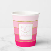 Moderne Hot Pink & Gold 50 en geweldige verjaardag Papieren Bekers (Achterkant)