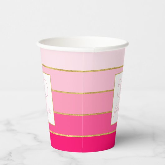 Moderne Hot Pink & Gold 50 en geweldige verjaardag Papieren Bekers (Rechts)