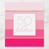 Moderne Hot Pink & Gold 50 en geweldige verjaardag Wijn Etiket (Enkel label)