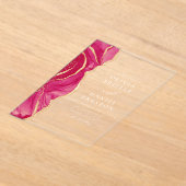 Moderne Hot Pink Gold Agaat Elegante Huwelijk Acryl Uitnodigingen (Laagn)