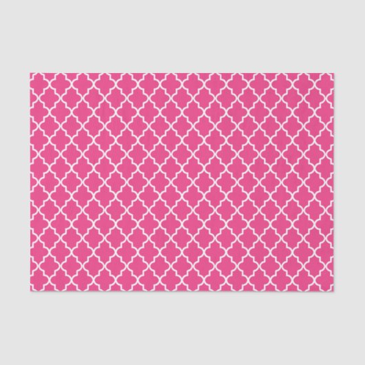 Moderne Hot Pink Marokkaanse Quatrefoil Tissuepapier (Voorkant)