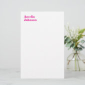 Moderne Hot Pink Naam Minimalist Professional Briefpapier (Staand voorkant)