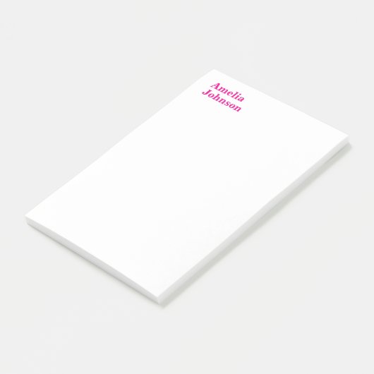 Moderne Hot Pink Naam Minimalist Professional Post-it® Notes (Schuin)