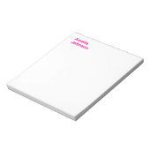 Moderne Hot Pink Naam Minimalistisch Professioneel Notitieblok (Linkerzijde)
