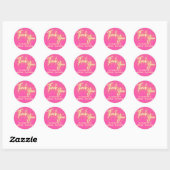 Moderne Hot Pink Neon Glow Glitter Dank u Script Ronde Sticker (Vel)