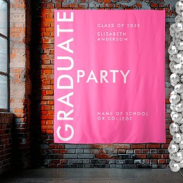 Moderne Hot Pink Personaliseer Afstuderen Achtergr Wandkleed