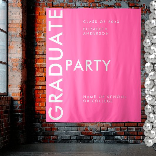 Moderne Hot Pink Personaliseer Afstuderen Achtergr Wandkleed