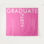 Moderne Hot Pink Personaliseer Afstuderen Achtergr Wandkleed (Voorkant (horizontaal))