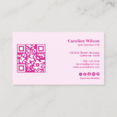 Moderne Hot Pink QR-code Social Media Girly Visitekaartje (Achterkant)