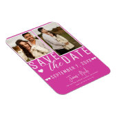 Moderne Hot Pink Save the Date 2 Foto Bruiloft Magneet (Rechterzijde)