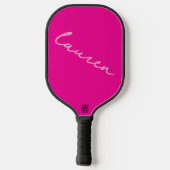 Moderne Hot Pink Script Naam  Pickleball Paddle (Achterkant)