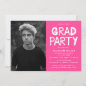 Moderne Hot Pink Spray Paint Photo Graduation Part Kaart (Voorkant)