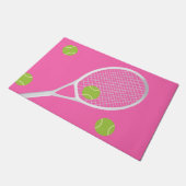 Moderne Hot Pink Tennis Racket Bal Tapijt Deurmat (Schuin)