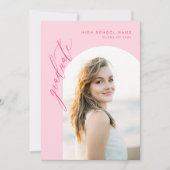 Moderne Hot Roze Foto Afstudeerfeest Kaart (Voorkant)