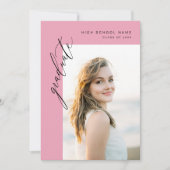 Moderne Hot Roze Foto Afstudeerfeest Kaart (Voorkant)