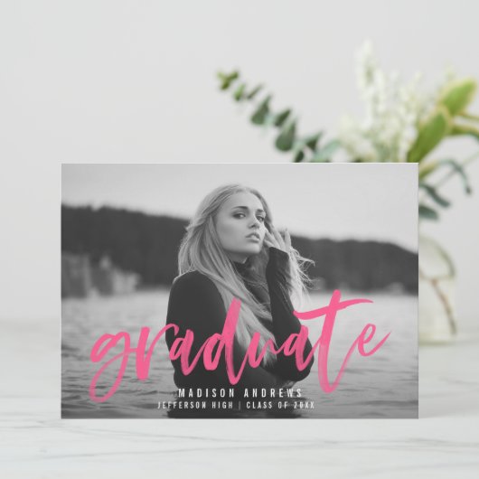 Moderne Hot-roze scriptverlooppartij voor penseel Kaart (Staand voorkant)