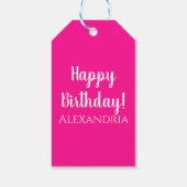 Moderne hotroze eenvoudige scriptnaam cadeaulabel (Achterkant)