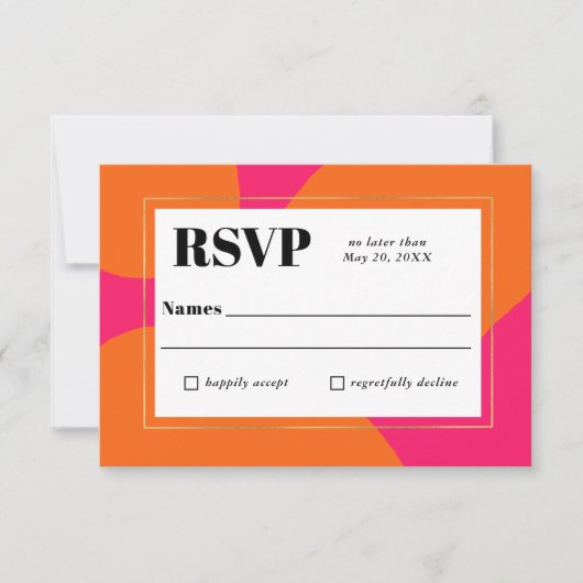 Moderne hotroze en Oranje Abstracte bruiloft RSVP (Voorkant)