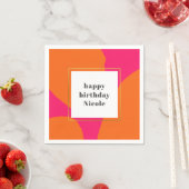 Moderne hotroze en Oranje Abstracte verjaardag Servet (Insitu)