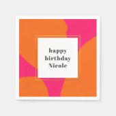 Moderne hotroze en Oranje Abstracte verjaardag Servet (Voorkant)