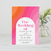 Moderne hotroze en Oranje waterverf bruiloft Kaart (Staand voorkant)